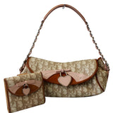 Christian Dior Trotter Romantique Heart Flap Canvas Shoulder Bag Pink