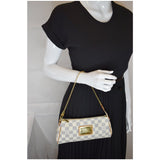 Louis Vuitton Pochette Eva Damier Azur Clutch Bag White
