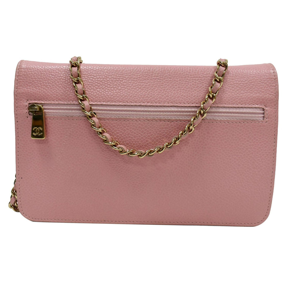 Chanel Timeless Caviar Leather Wallet On Chain Clutch Crossbody Bag Pink