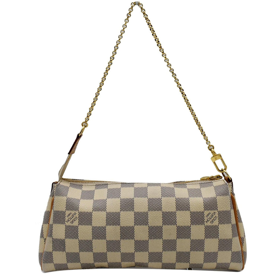 Louis Vuitton Pochette Eva Damier Azur Clutch Bag White
