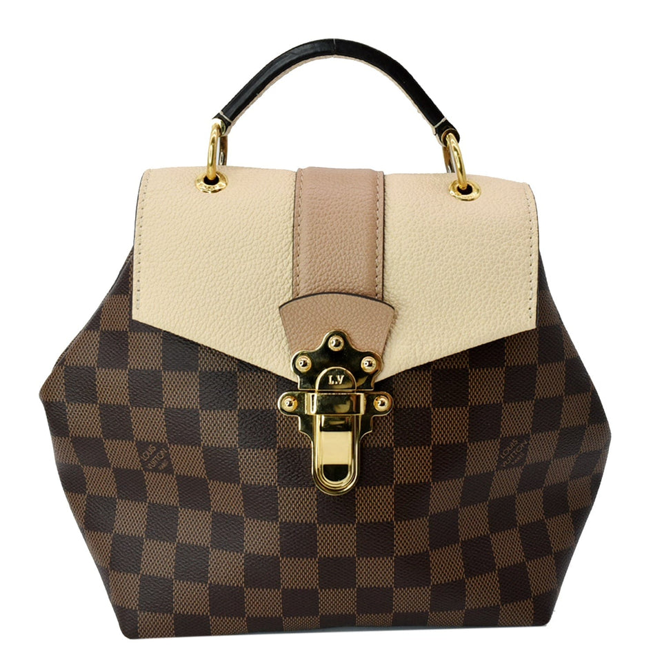 Louis Vuitton Clapton Damier Ebene Backpack Bag Creme Beige