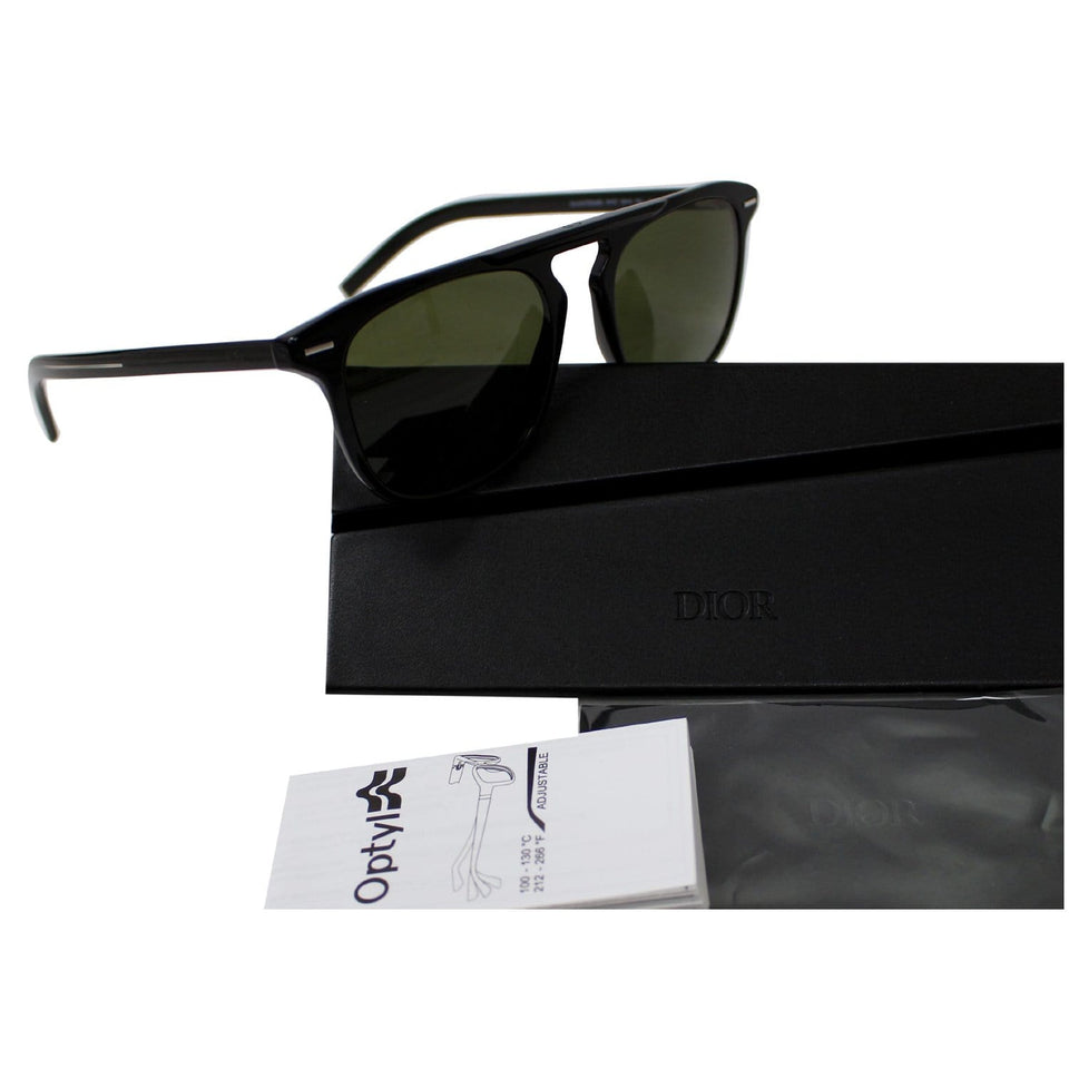 Christian Dior Homme BLACK249S-0807/QT Black Sunglasses Green Lens