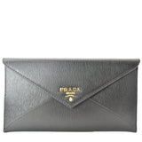 Prada Envelope Leather Clutch Wallet Black