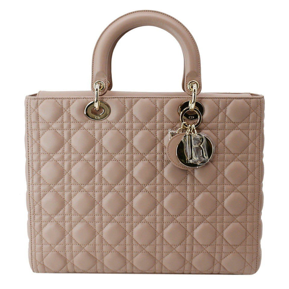 Christian Dior Lady Dior Large Quilted Leather Shoulder Bag Blush
