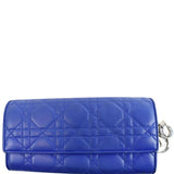 Christian Dior Cannage Lady Dior Charm Leather Wallet Blue