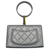 Chanel By The Sea Quilted Lambskin Leather Clutch Wallet Metallic Silver