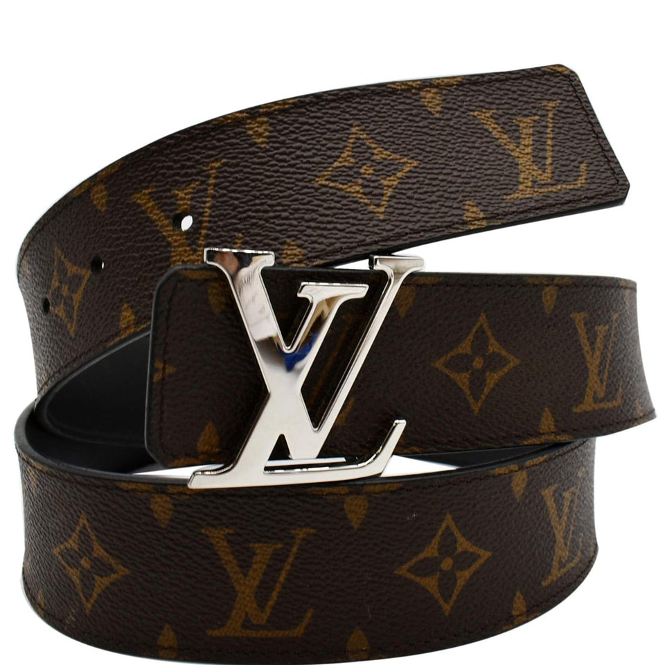 Louis Vuitton LV Initiales Monogram Canvas Silver Buckle Belt Brown