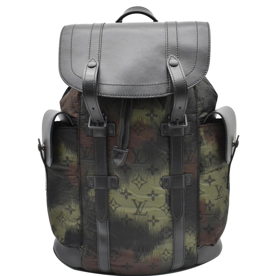 Louis Vuitton Christopher PM Camouflage Nylon Monogram Backpack Bag Black