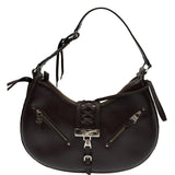 Christian Dior Lace Up Admit It Leather Hobo Bag Dark Brown