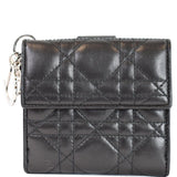 Christian Dior Cannage Lady Dior Charm Leather Wallet Black