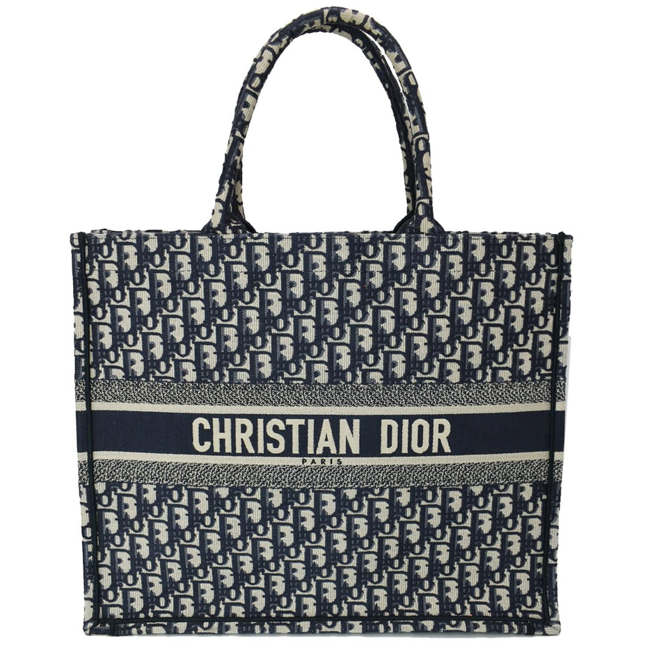 Christian Dior Large Book Oblique Embroidered Canvas Tote Bag