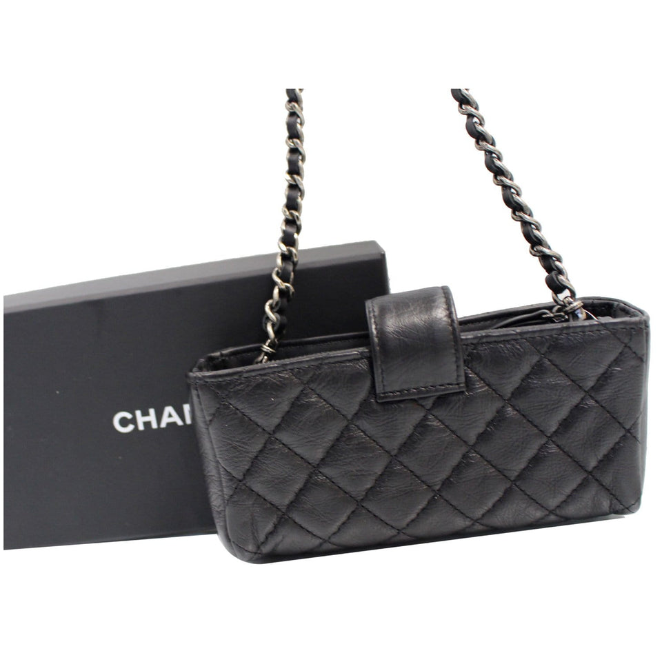 Chanel Reissue Lucky Charm Quilted Leather Chain Crossbody Clutch Bag Black