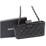 Chanel Reissue Lucky Charm Quilted Leather Chain Crossbody Clutch Bag Black