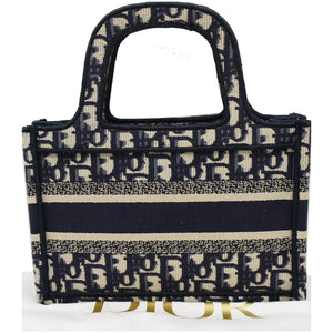Christian Dior Mini Dior Book Oblique Embroidery Tote Bag Blue
