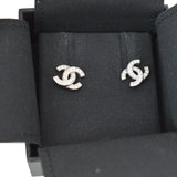Chanel CC Crystal Earrings Silver