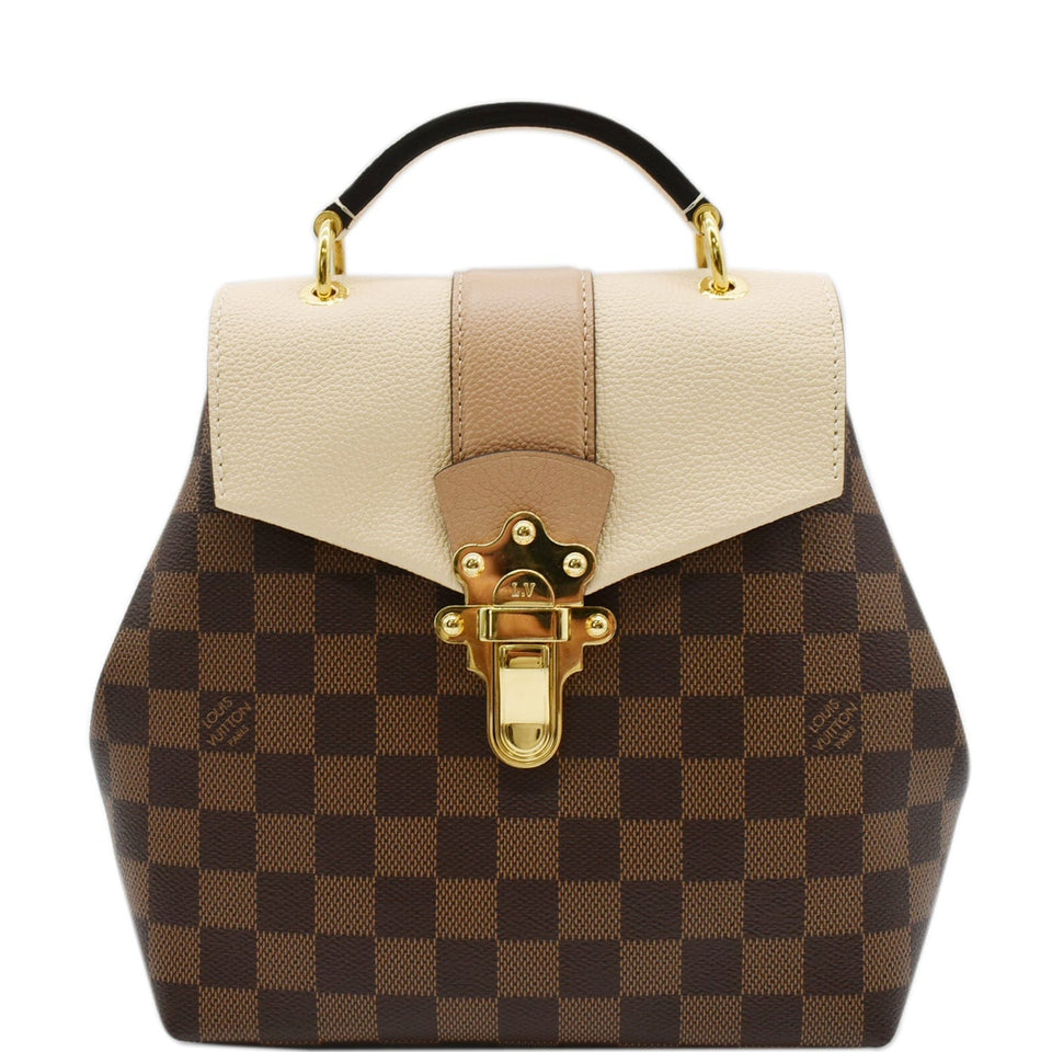 Louis Vuitton Clapton Damier Ebene Backpack Bag Creme Beige