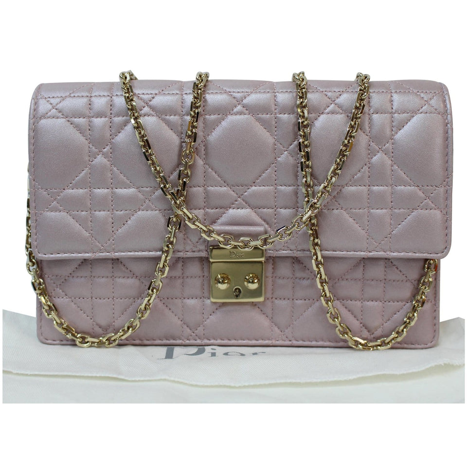 Christian Dior Miss Dior Promenade Wallet on Chain Crossbody Bag Light Pink