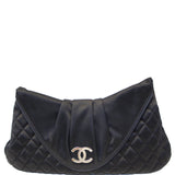 Chanel CC Half Moon Quilted Satin Clutch Black
