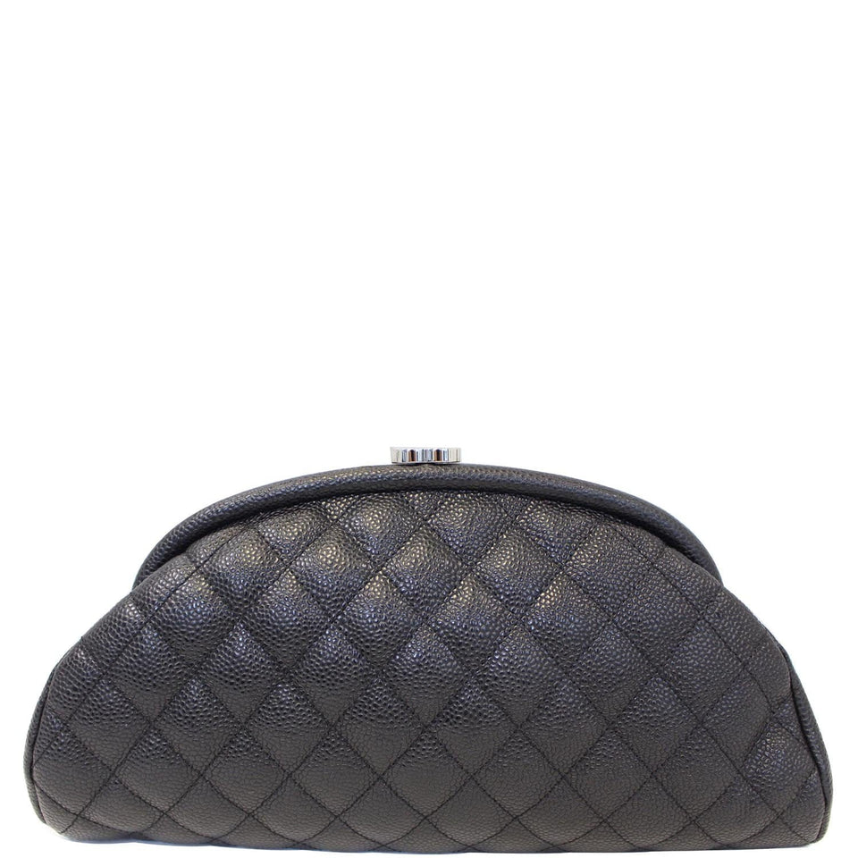 Chanel Timeless Caviar Quilted Leather Clutch Black