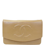 Chanel Timeless WOC Caviar Leather Clutch Crossbody Bag Beige