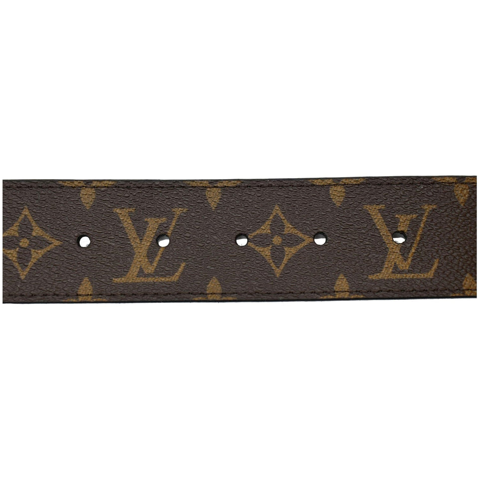 Louis Vuitton LV Initiales Monogram Canvas Silver Buckle Belt Brown