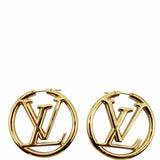 Louis Vuitton Louise Hoop Embossed LV Circle Earrings Gold