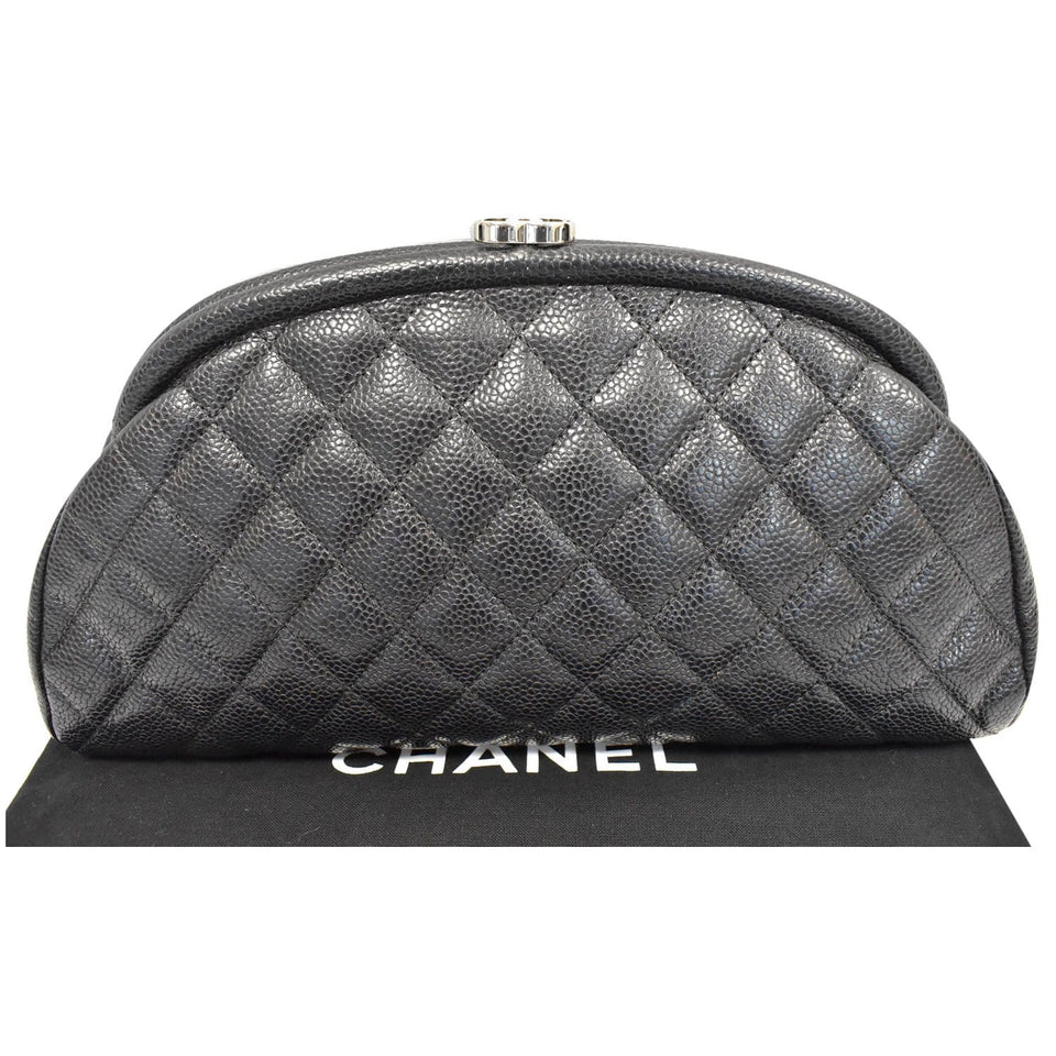 Chanel Timeless Caviar Quilted Leather Clutch Black