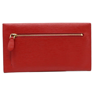 Prada Envelope Leather Clutch Wallet Red
