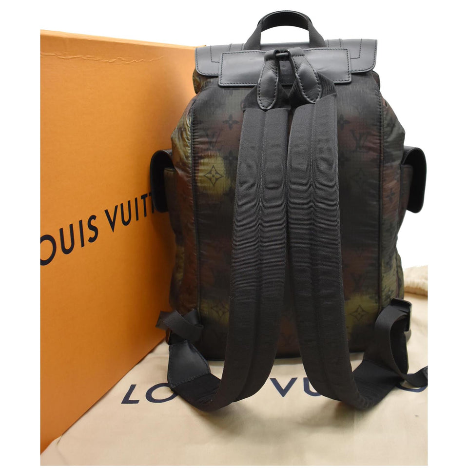 Louis Vuitton Christopher PM Camouflage Nylon Monogram Backpack Bag Black