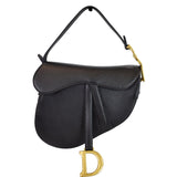 Christian Dior Saddle Leather Shoulder Bag Black