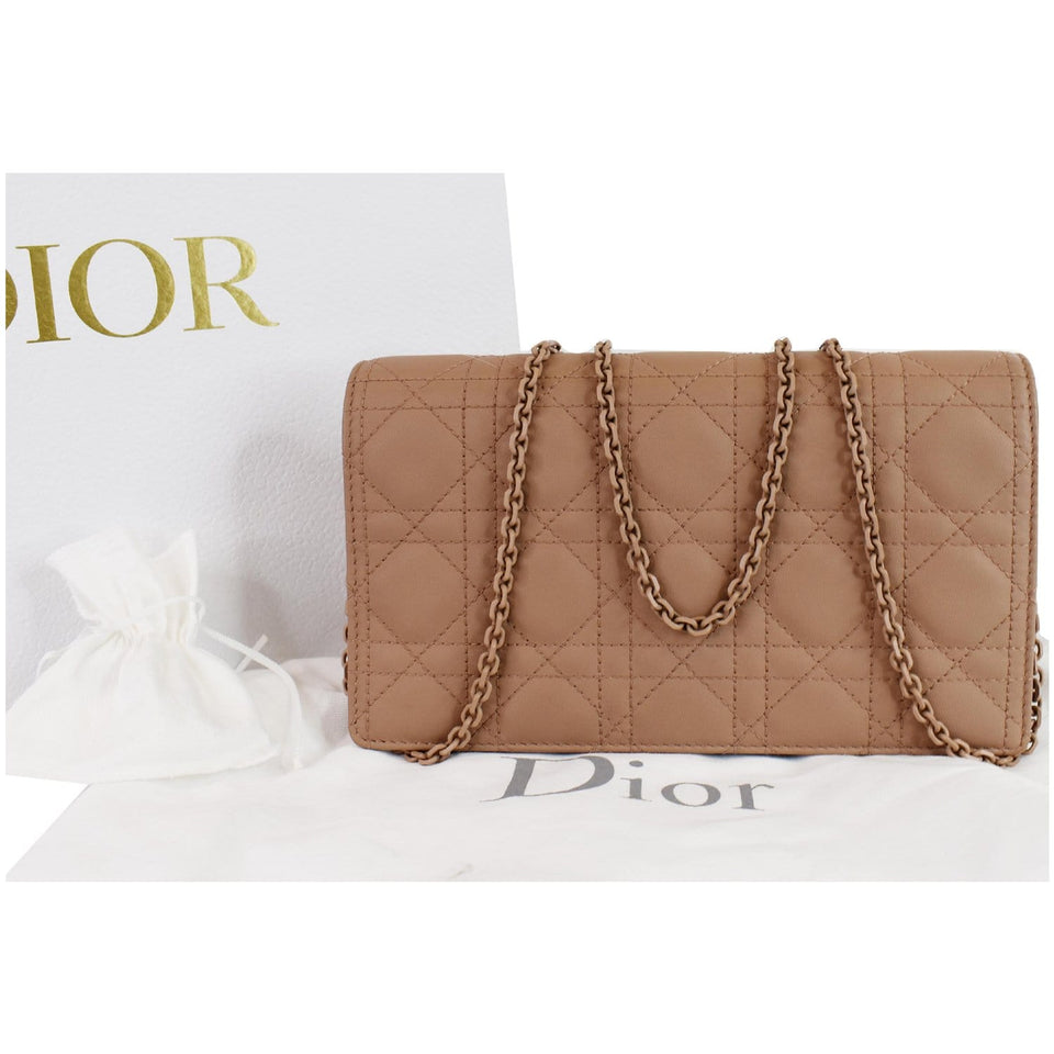 Christian Dior The Lady Dior Calfskin Chain Pouch Bag Blush Ultramatte