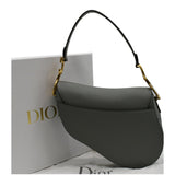 Christian Dior Saddle Leather Shoulder Bag Grey