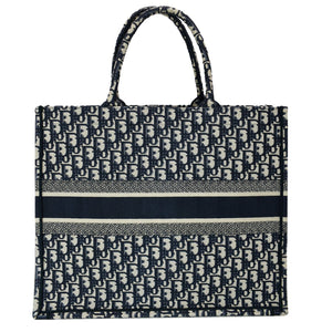 Christian Dior Large Book Oblique Embroidered Canvas Tote Bag
