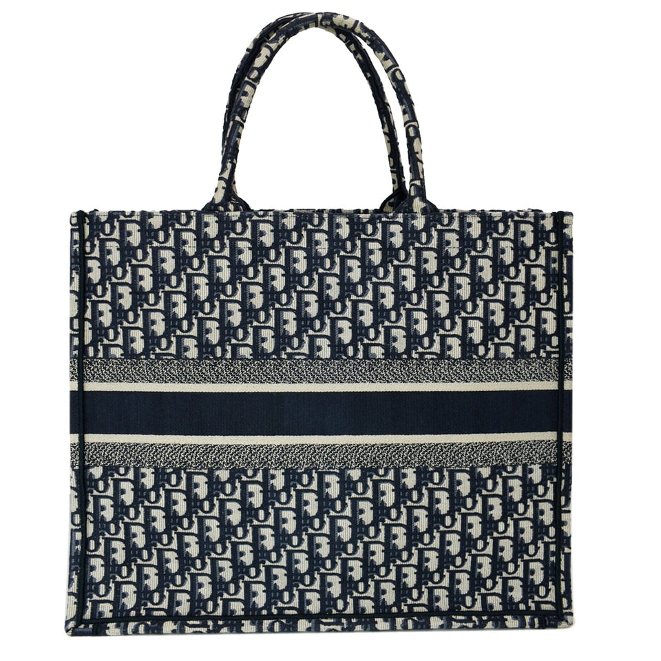 Christian Dior Large Book Oblique Embroidered Canvas Tote Bag