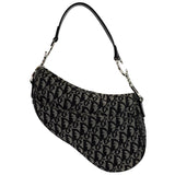 Christian Dior Saddle Oblique Jacquard Shoulder Bag Black