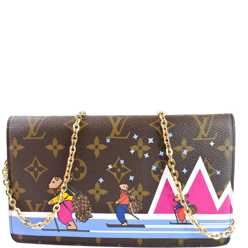 Louis Vuitton Weekend Pochette Monogram Canvas Shoulder Clutch Brown