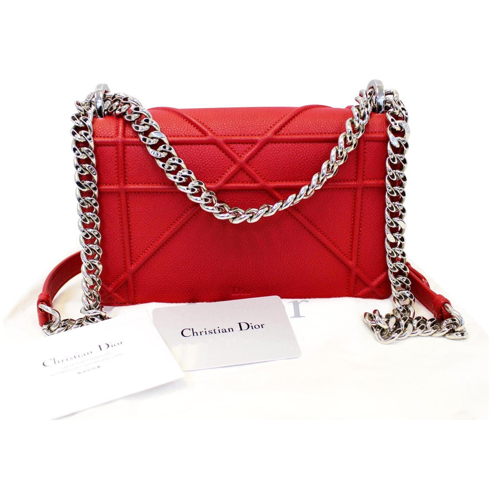 Christian Dior Diorama Flap Red Grained Leather Small Shoulder Bag