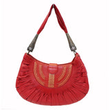 Christian Dior Plisse Pleated Leather Hobo Bag Red