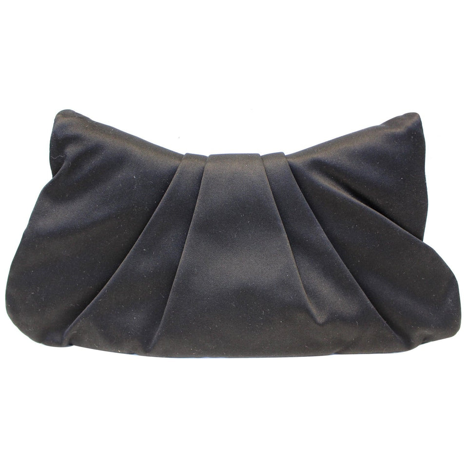 Chanel CC Half Moon Quilted Satin Clutch Black