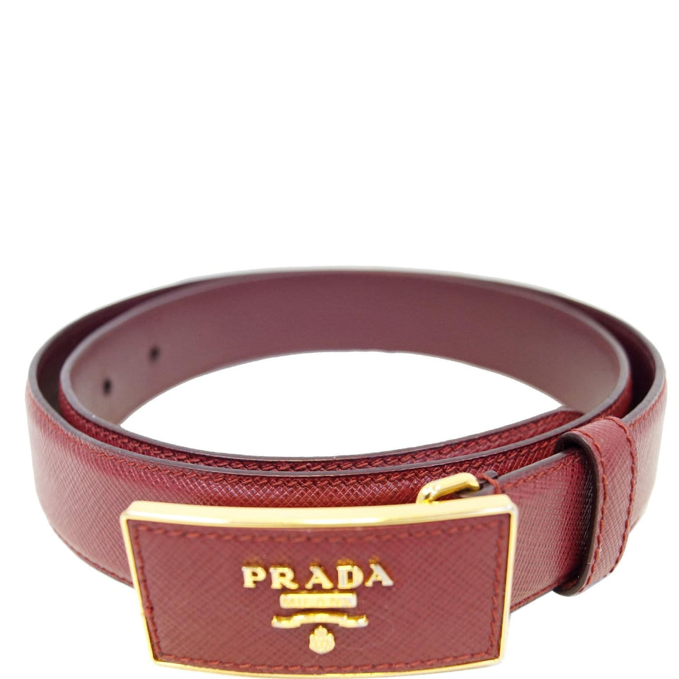 Prada Saffiano Leather Logo Belt Red 34/85