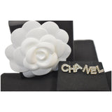 Chanel 20B CHA NEL Stud Crystal Earrings Gold