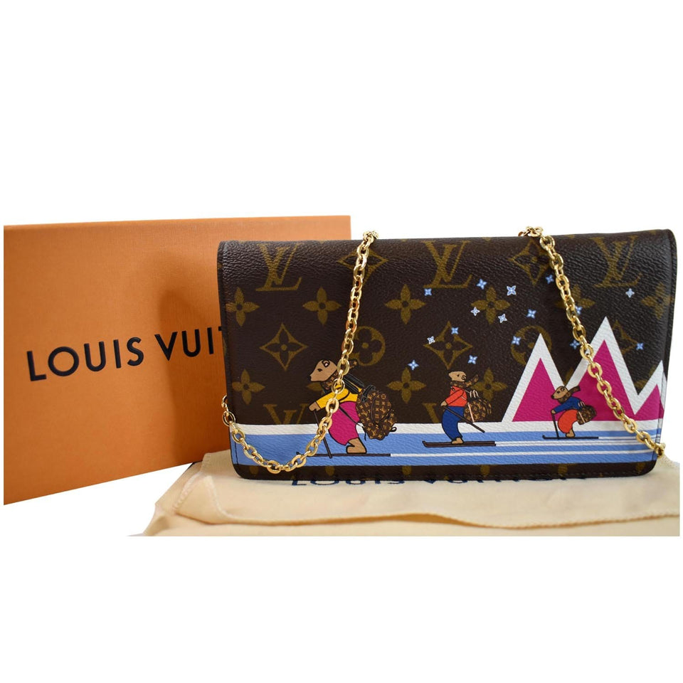 Louis Vuitton Weekend Pochette Monogram Canvas Shoulder Clutch Brown