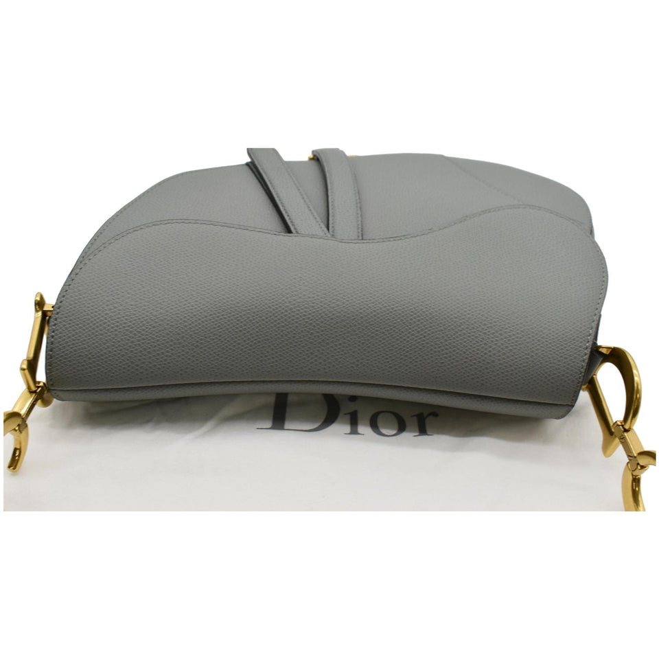 Christian Dior Saddle Leather Shoulder Bag Grey