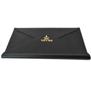 Prada Envelope Leather Clutch Wallet Black