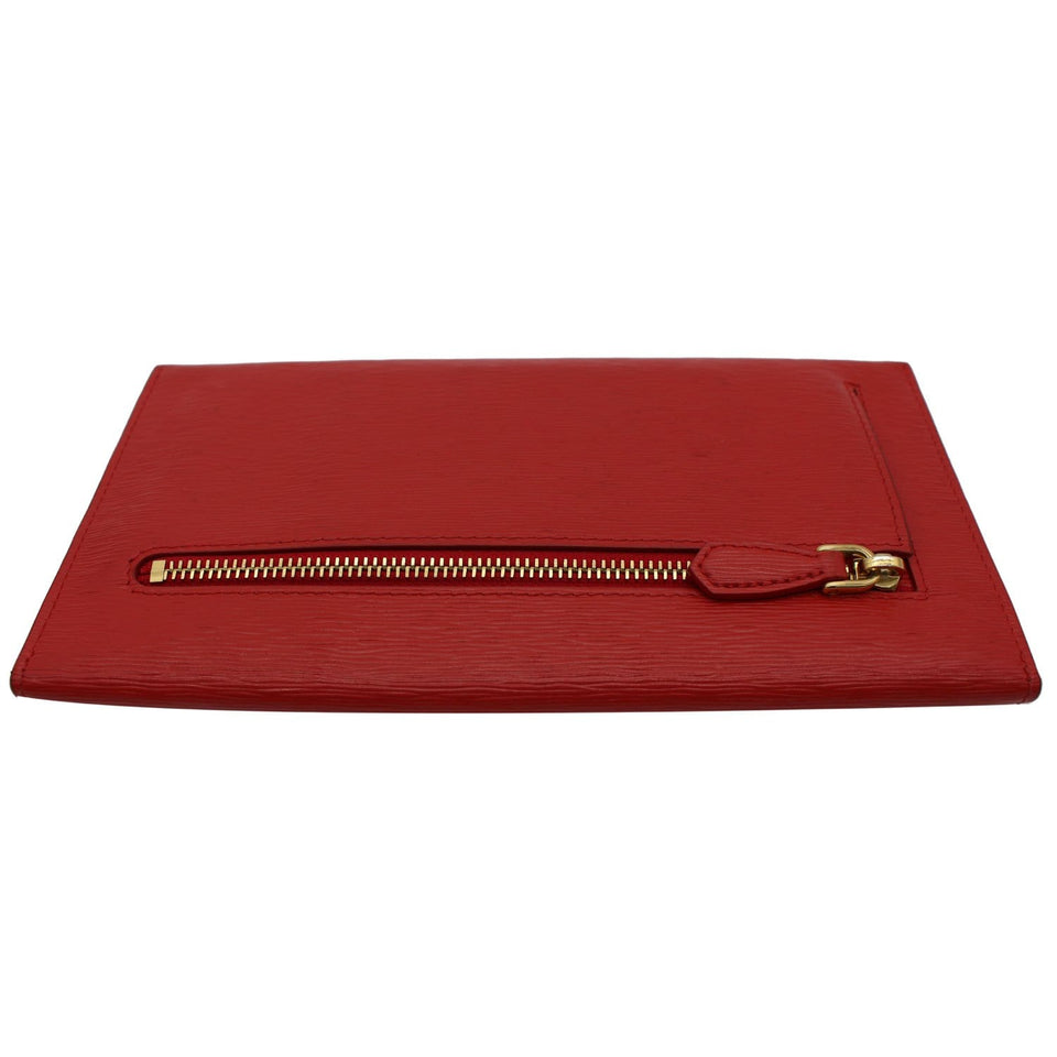 Prada Envelope Leather Clutch Wallet Red