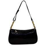 Christian Dior Maris Pearl Patent Monogram Shoulder Bag Black