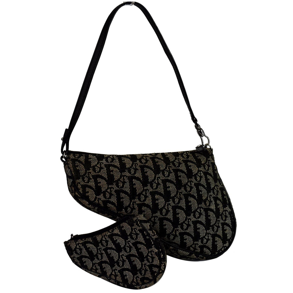 Christian Dior Mini Saddle Monogram Pochette Shoulder Bag Black