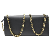 Prada Saffiano Leather Wallet on Chain Clutch Crossbody Bag Black