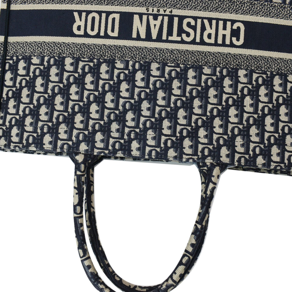 Christian Dior Large Book Oblique Embroidered Canvas Tote Bag