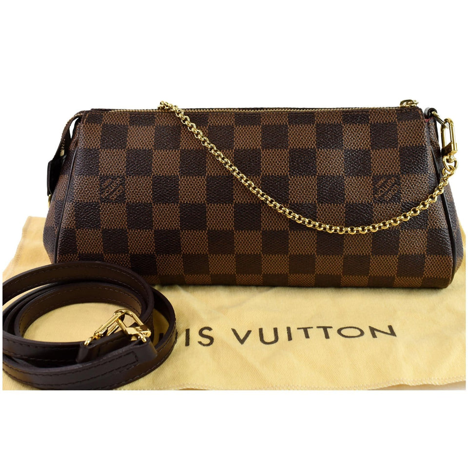 Louis Vuitton Eva Damier Ebene Pochette Clutch Crossbody Bag